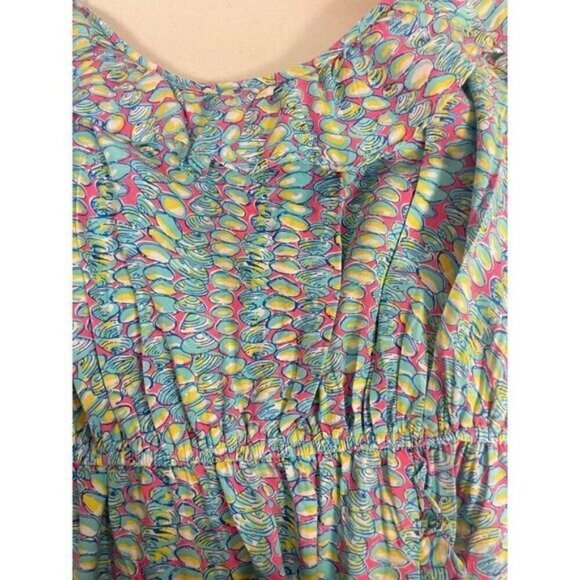 Lilly Pulitzer Kalen Multi Clam Jam Flounce Ruffle Faux Wrap Dress Medium - Picture 7 of 8